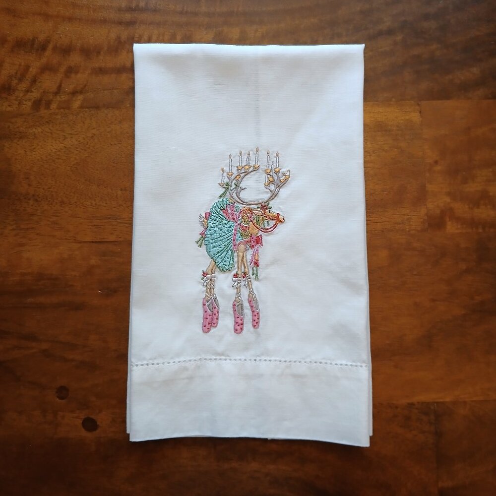 *RARE* Bundle of 5 Patience Brewster Embroidered Christmas Krinkles Tea Towels - Picture 10 of 13